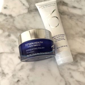 Travel size Zo Skin health gentle cleanser and exfoliating scrub